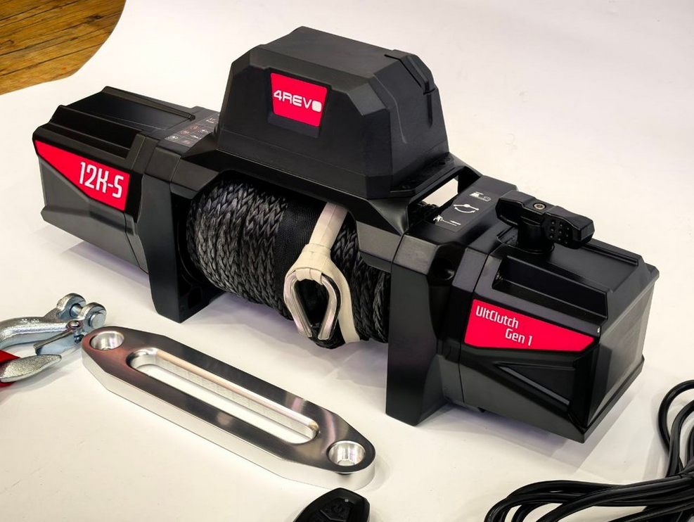 Лебедка автомобильная 4REVO 12K-S 12V (синтетический трос)